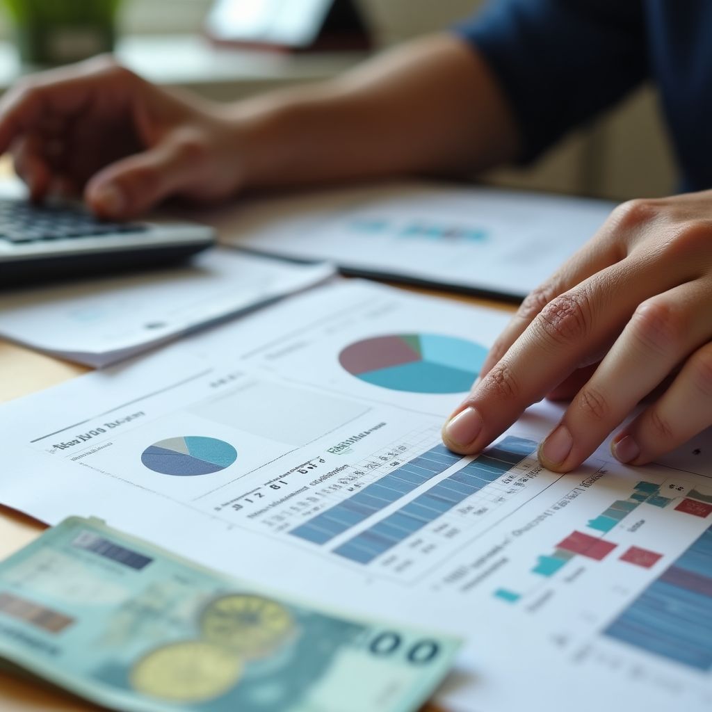 Persona evaluando sus finanzas mensuales